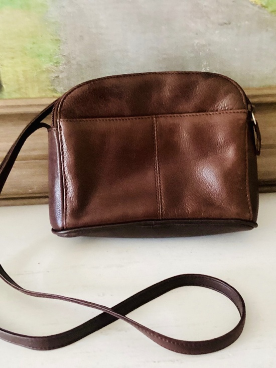 Rolfs Handbags - Vtg Rolfs Genuine Leather Small Brown Crossbody Purse Y2K Minimalist Travel Zip